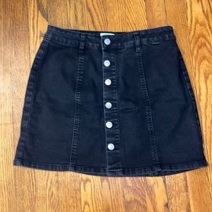 15” long black jean button down skirt